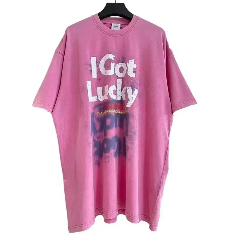 VETEMENTS "I Got Lucky" Pink Oversized T-Shirt