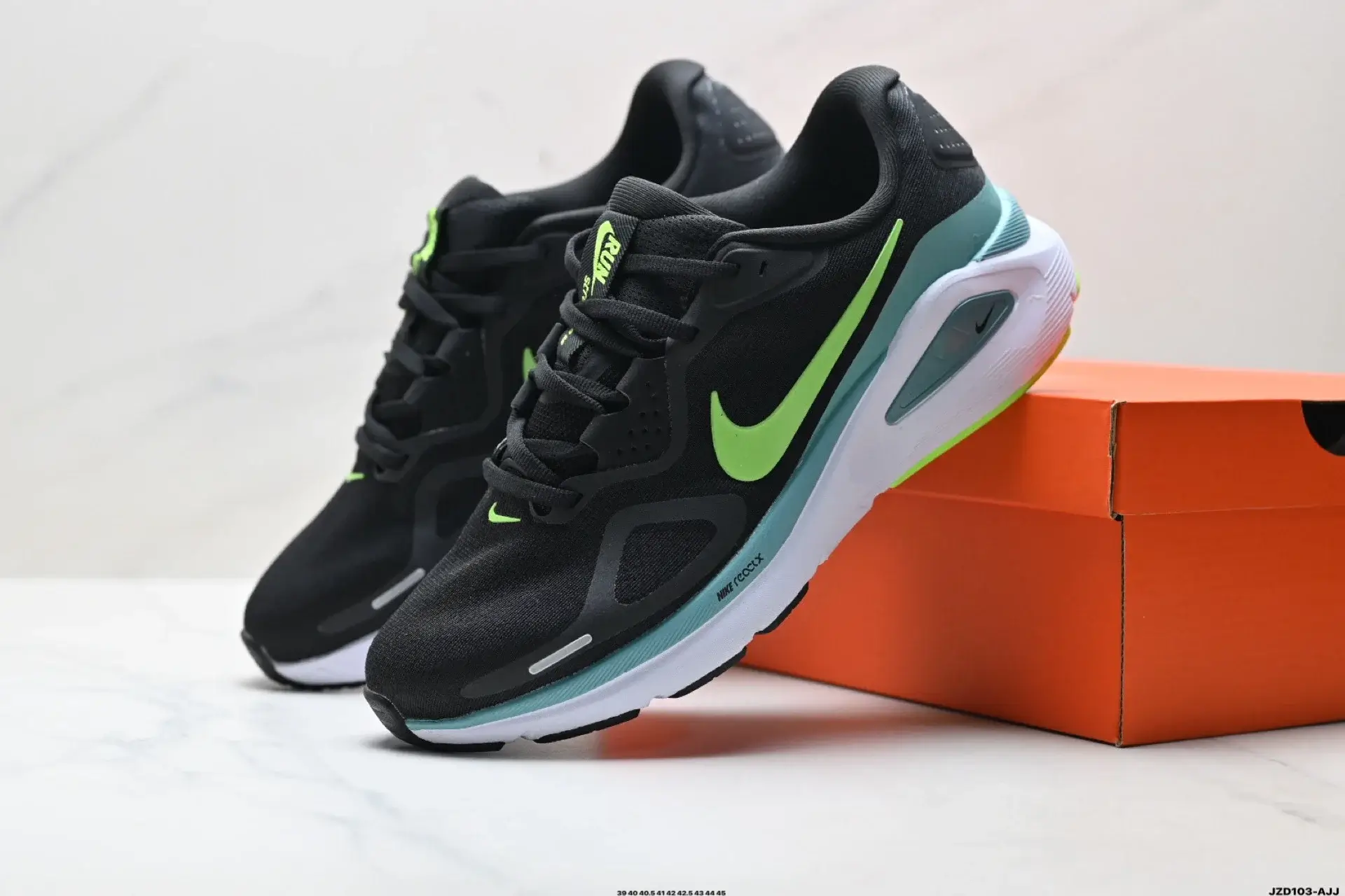 Nike Black Running Shoes w/ Green Swoosh, Teal & White