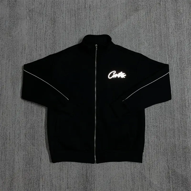 Crvke Black Reflective Logo Zip-Up Jacket