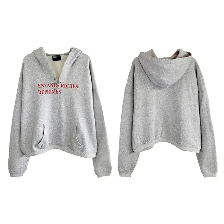 ENFANTS RICHES DEPRIMES Embroidered Gray Hoodie
