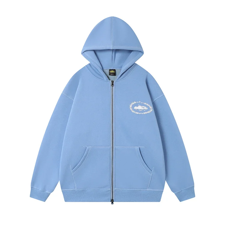 NOCAO Embroidered Logo Light Blue Hoodie