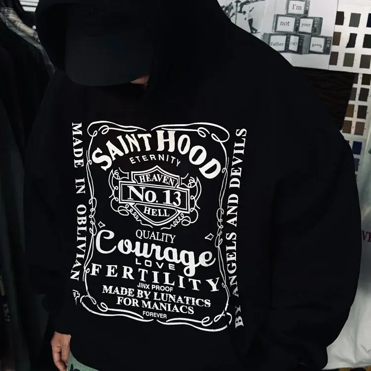 Saint Hood Black Graphic Hoodie