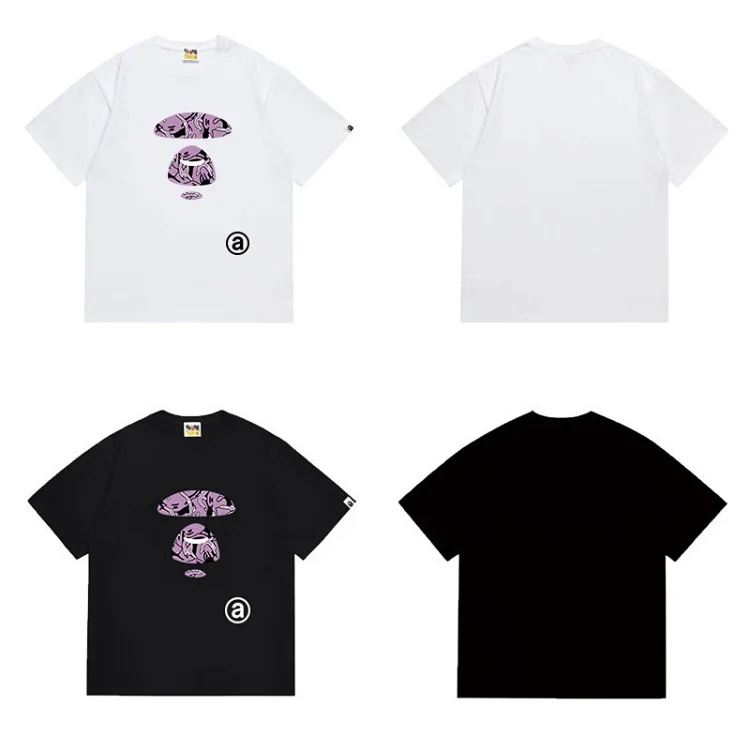 Aape Purple Ape Head Print T-Shirts