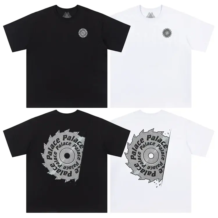 Palace B&W T-Shirt with Front & Back Saw-Blade Logo