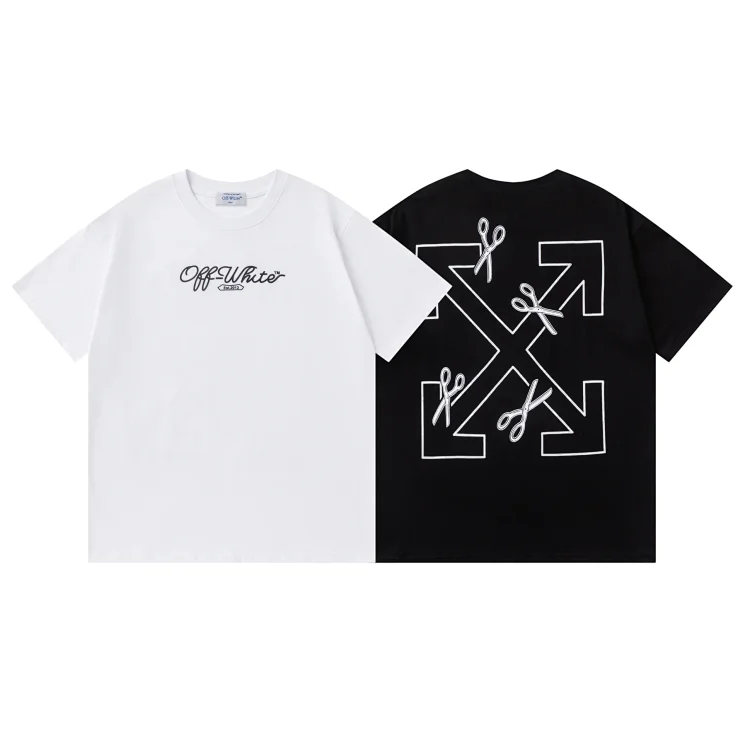 Off-White T-Shirt: White/Black with Arrow Embroidery