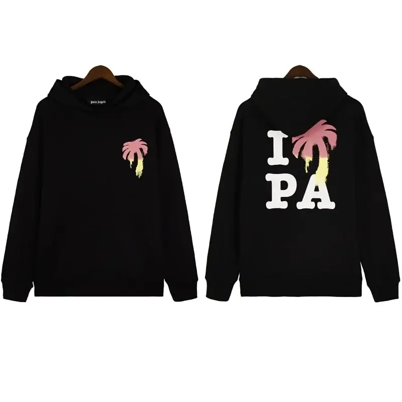 Palm Angels Black Hoodie with Palm Tree Graphics