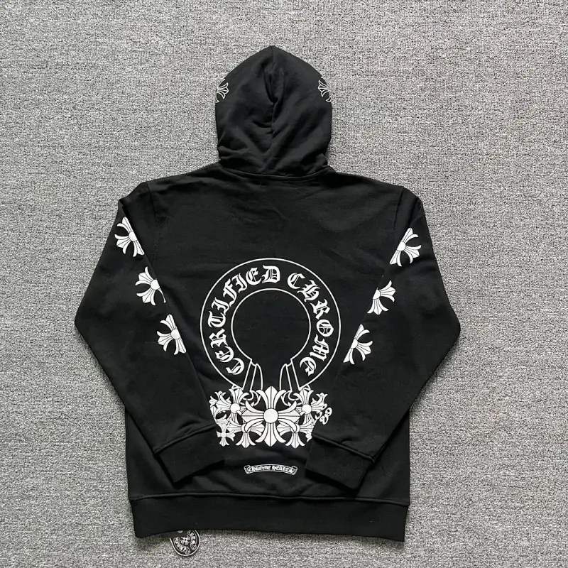 Chrome Hearts Hoodie with Horseshoe & Cross Motifs