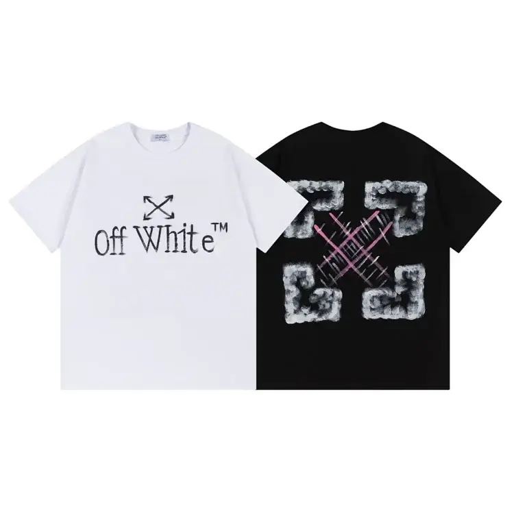 Off White T-Shirt with Front Logo & Back Graphic