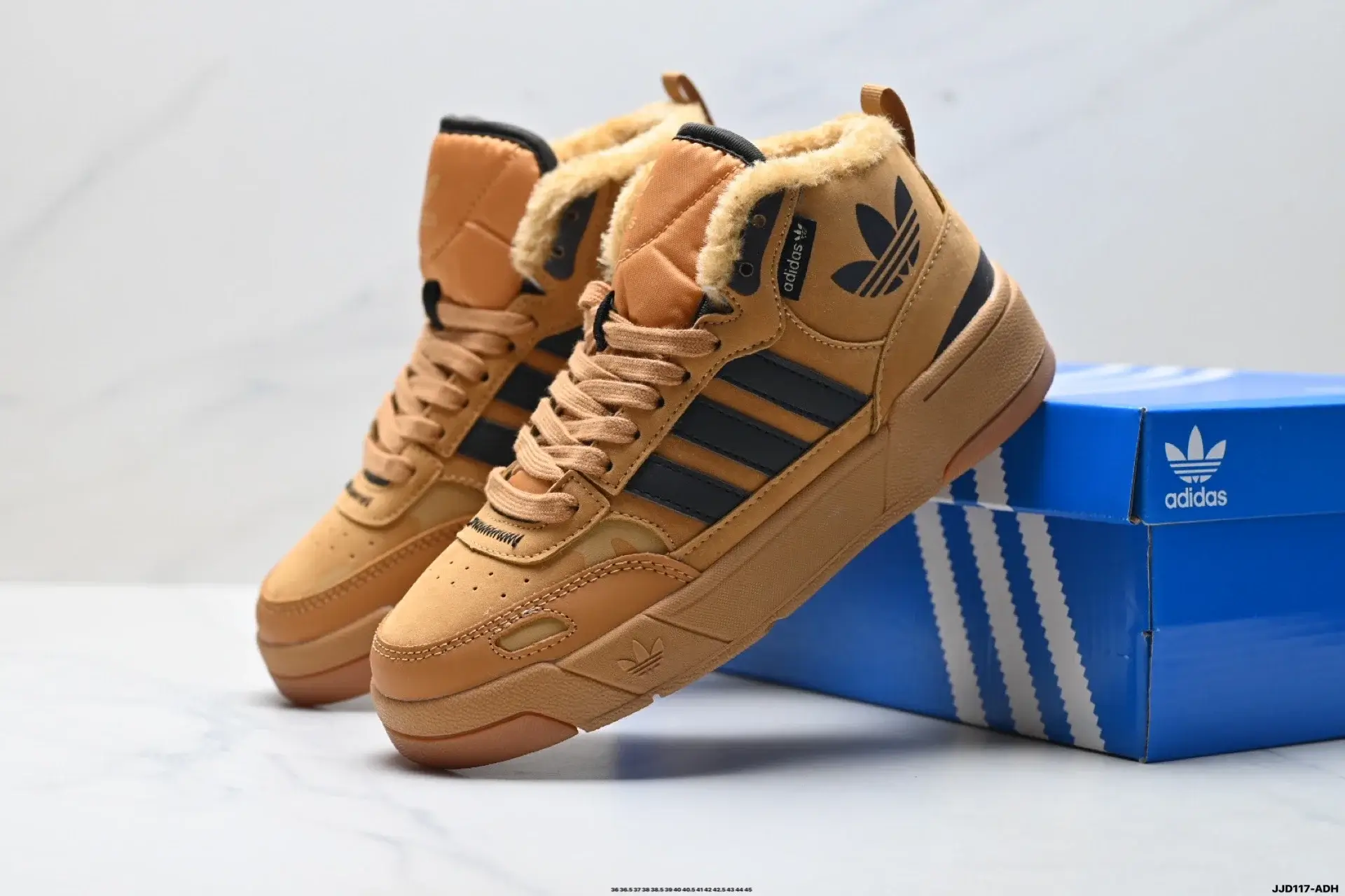 adidas Tan High-Top Fleece-Lined Sneakers