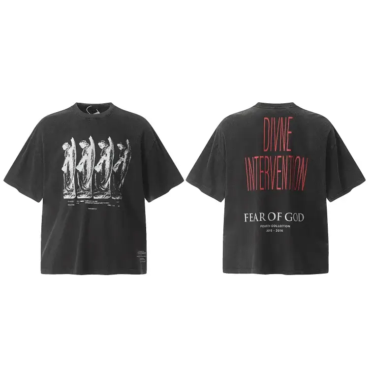 FEAR OF GOD Black Angel Graphic "DIVINE INTERVENTION" T-Shirt