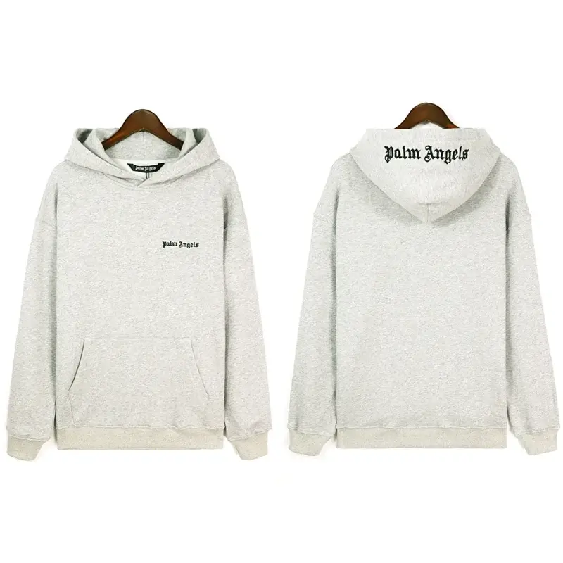 Palm Angels Light Gray Hoodie with Logo Prints