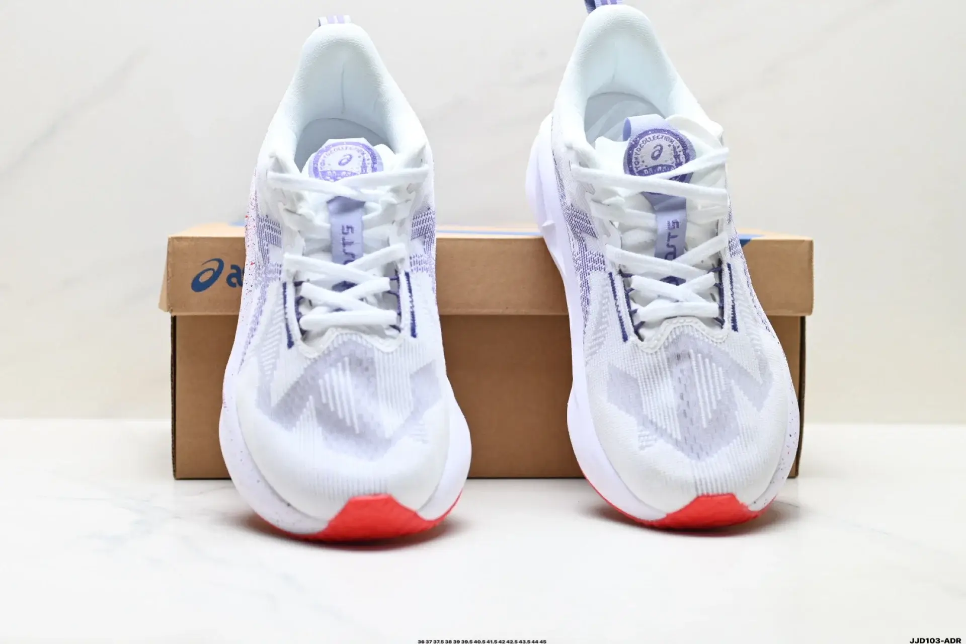 Asics White Shoes Purple Red Patterns
