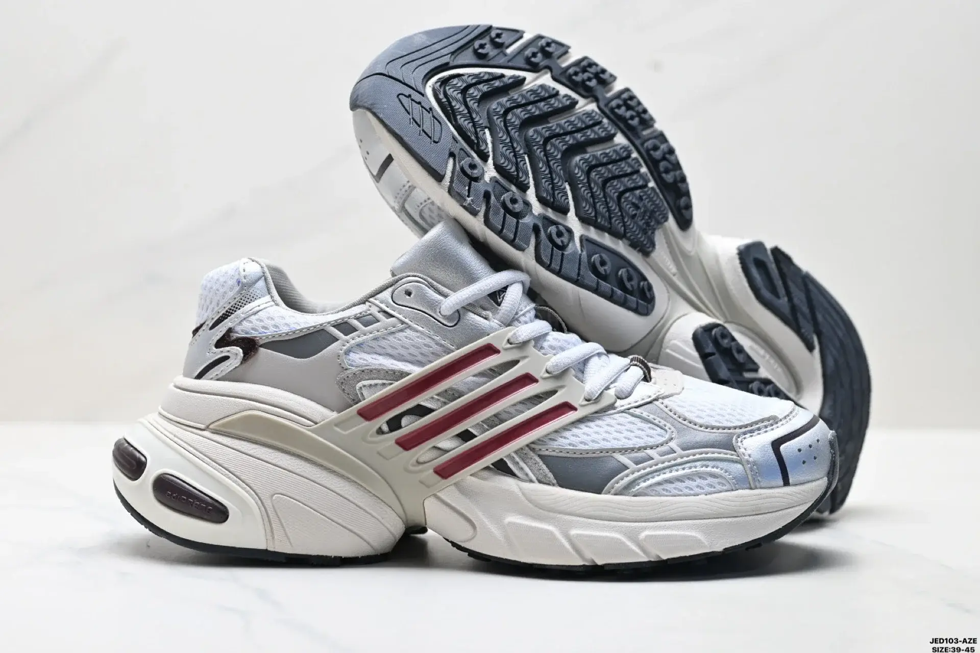 Adidas White Gray Burgundy Retro Runners