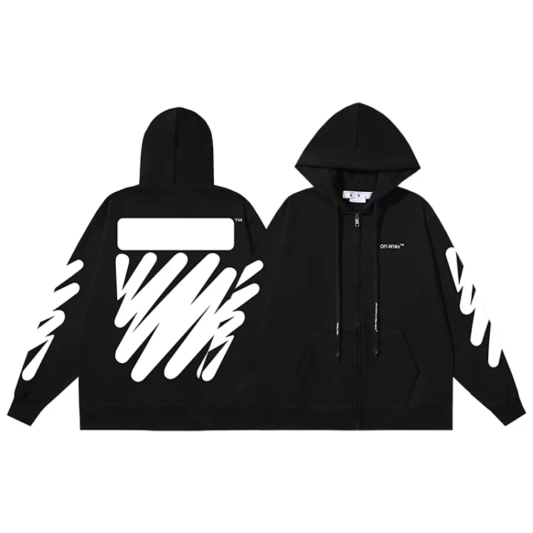 OFF-WHITE Black Graffiti Zip Hoodie