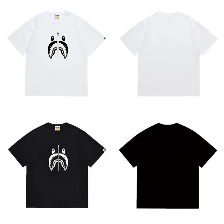 BAPE Shark Head Zip Graphic T-Shirt (White/Black)