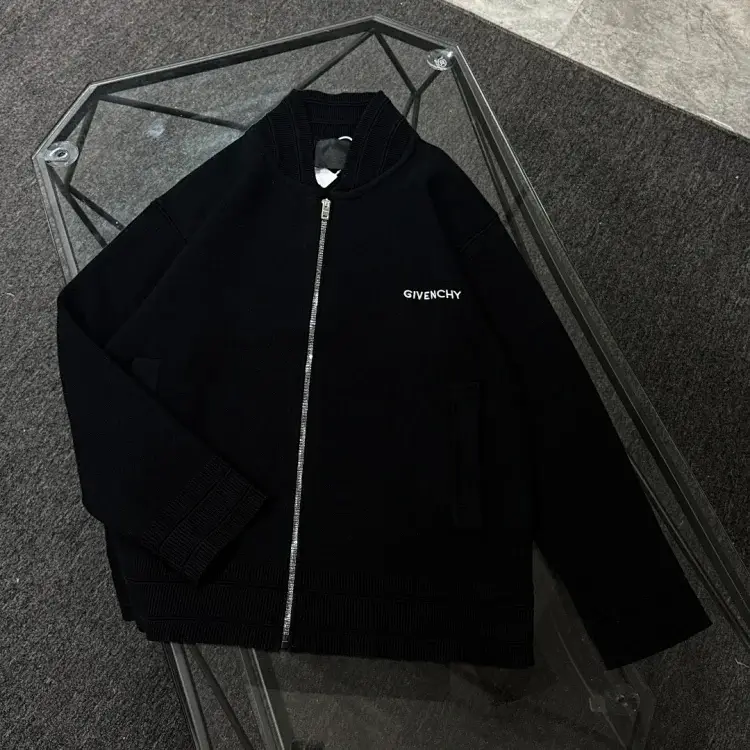 GIVENCHY Black Embroidered Logo Zip-Up