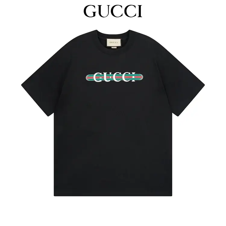 GUCCI Black Logo & Stripe T-Shirt