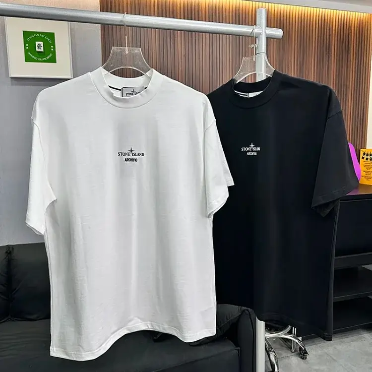 Stone Island ARCHIVIO Logo Tees (White, Black)