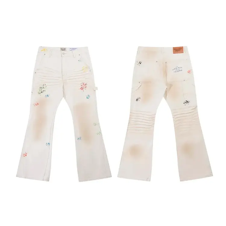 MILLEN DEPT Distressed White Flared Pants