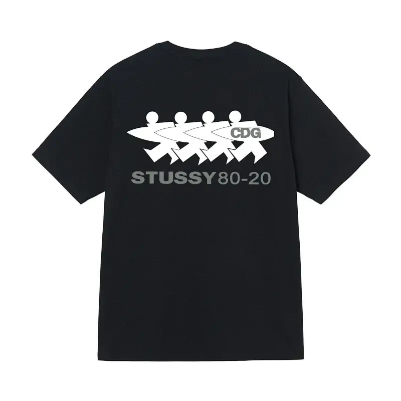 STUSSY Black T-Shirt with Back Graphic