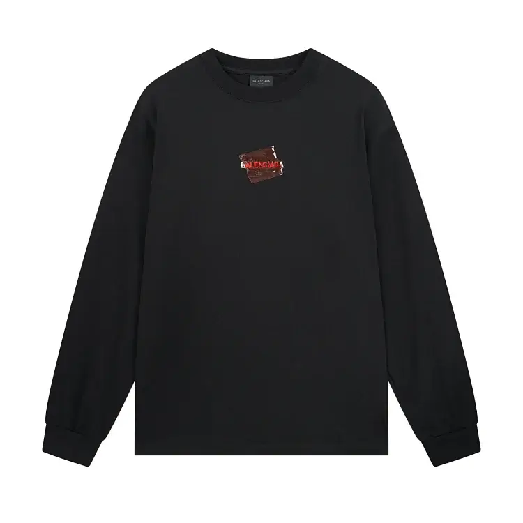 BALENCIAGA Black Long-Sleeve T-Shirt Red Print