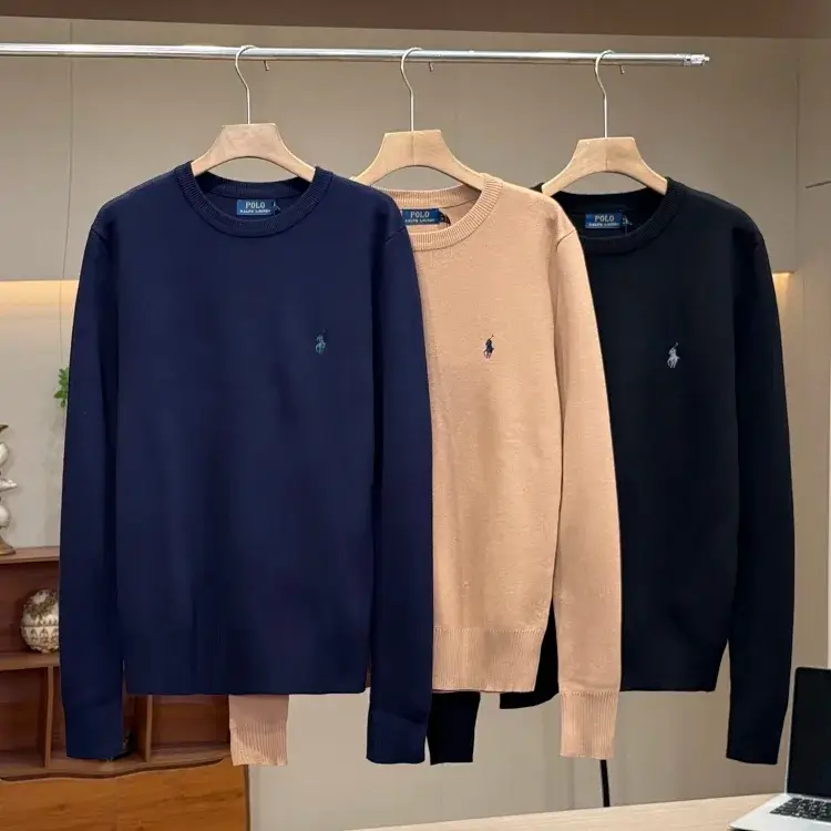 POLO Embroidered Pony Jerseys: Navy, Beige, Black