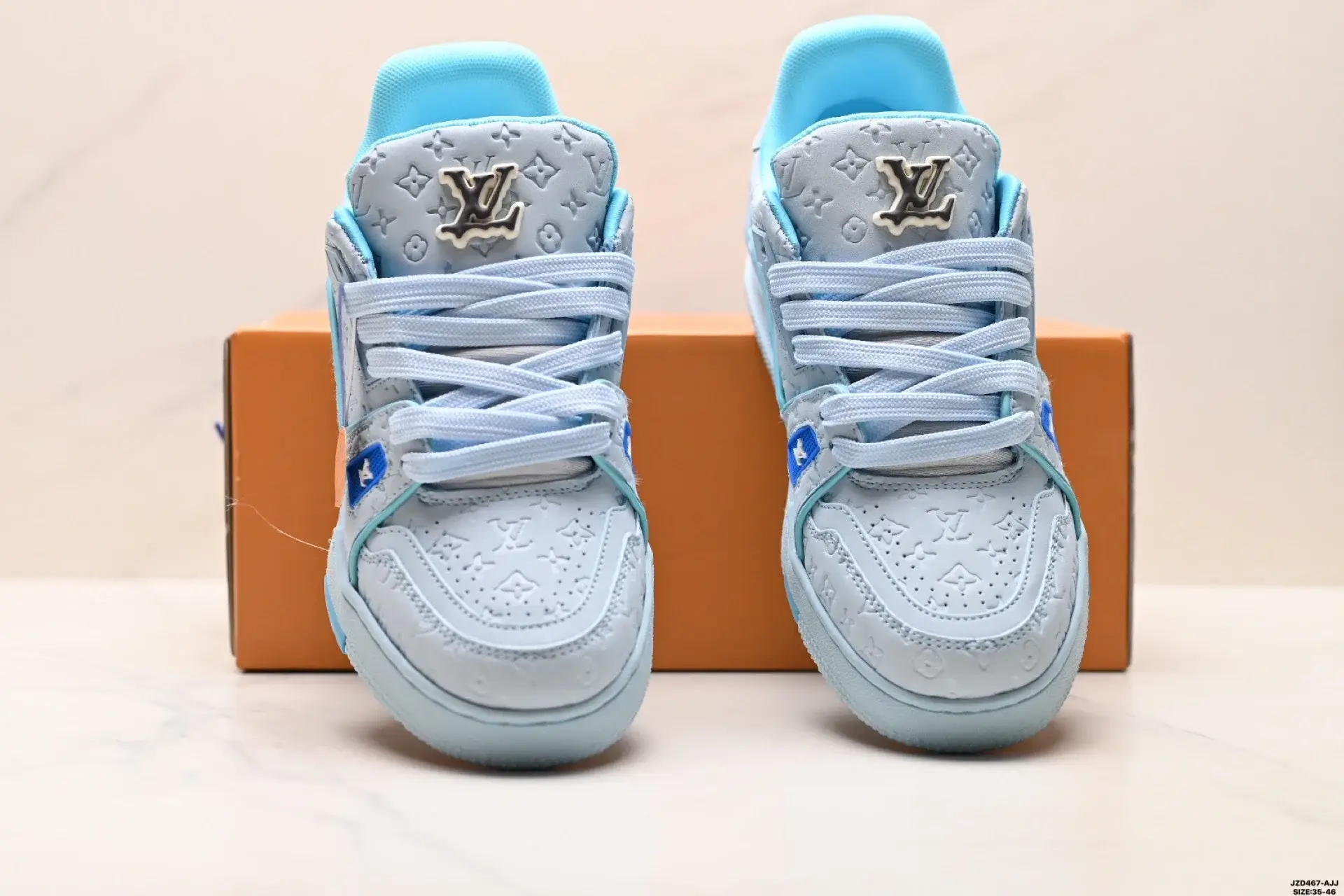 Louis Vuitton Light Blue Embossed Sneakers