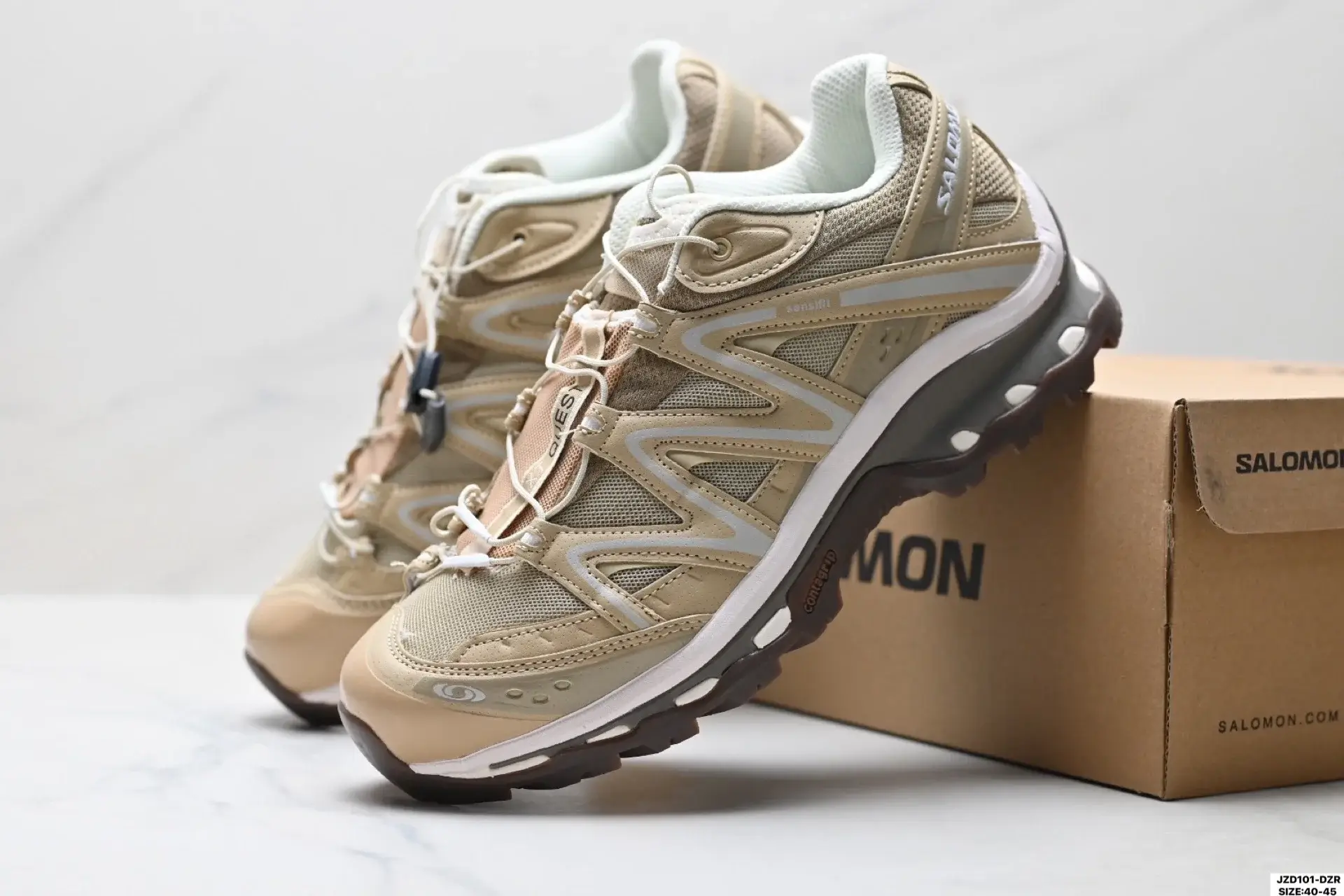 Salomon Beige Mesh Sneakers