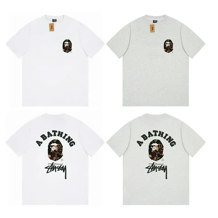 BAPE x Stussy Camo Ape Head Tee