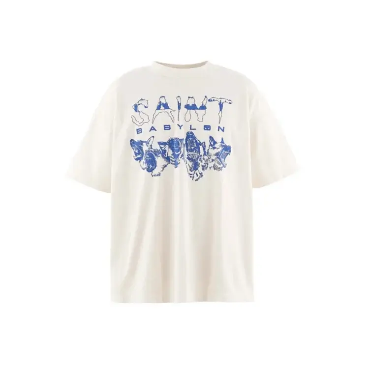 SAINT BABYLON White T-Shirt with Blue Graphic
