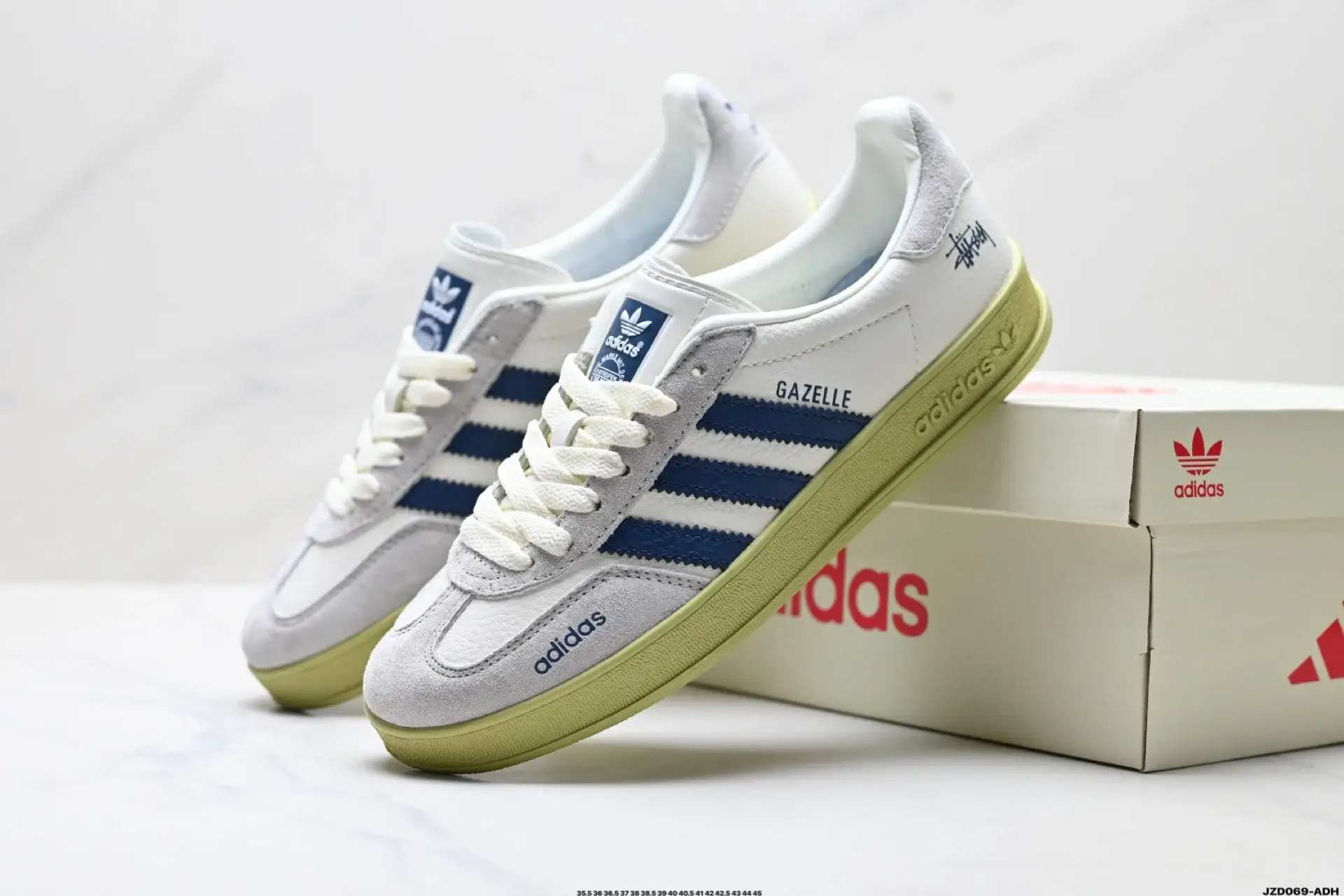 adidas Gazelle x Stussy White Gray Blue