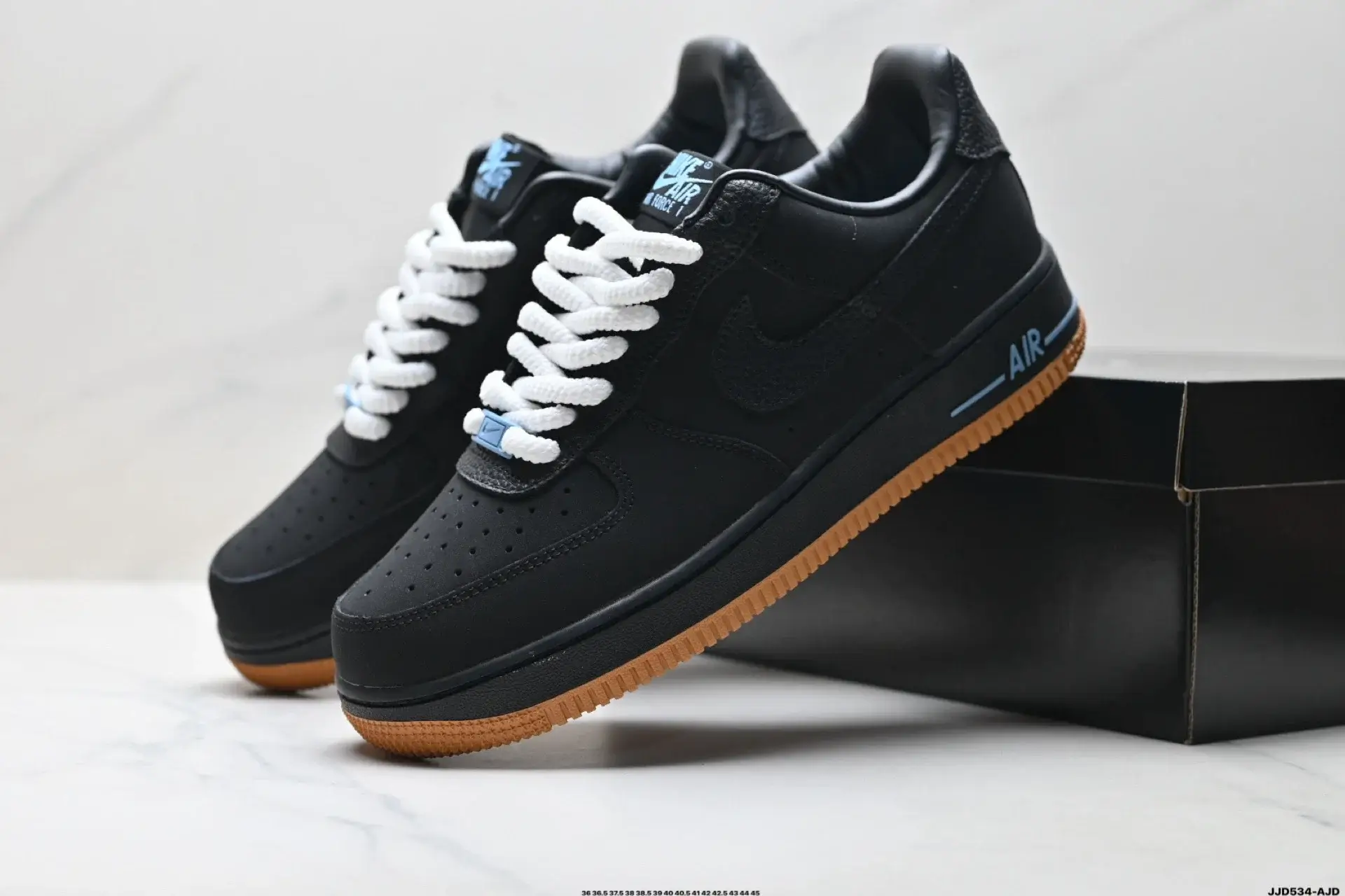 Nike Air Force 1 Low Black/Lt Blue Gum