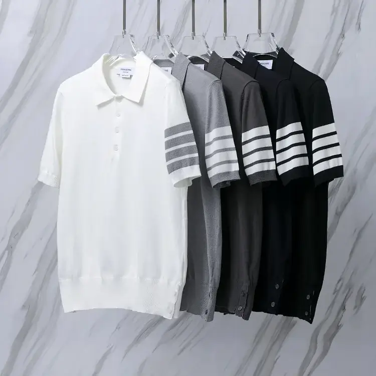 Thom Browne Striped Knit Polo Shirt