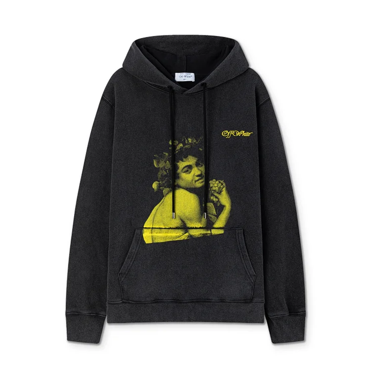 Off-White Hoodie with Yellow Print