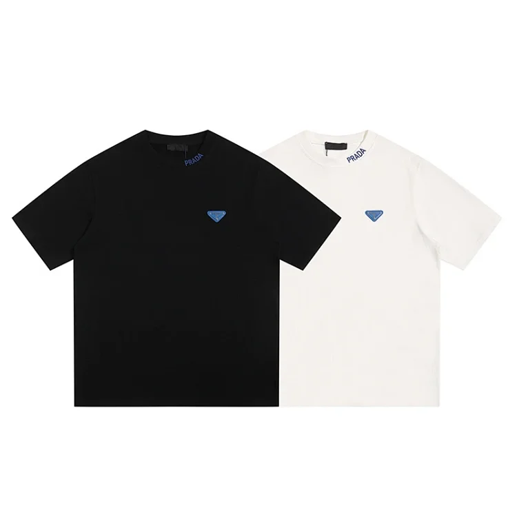 Prada Blue Triangle Logo T-Shirts
