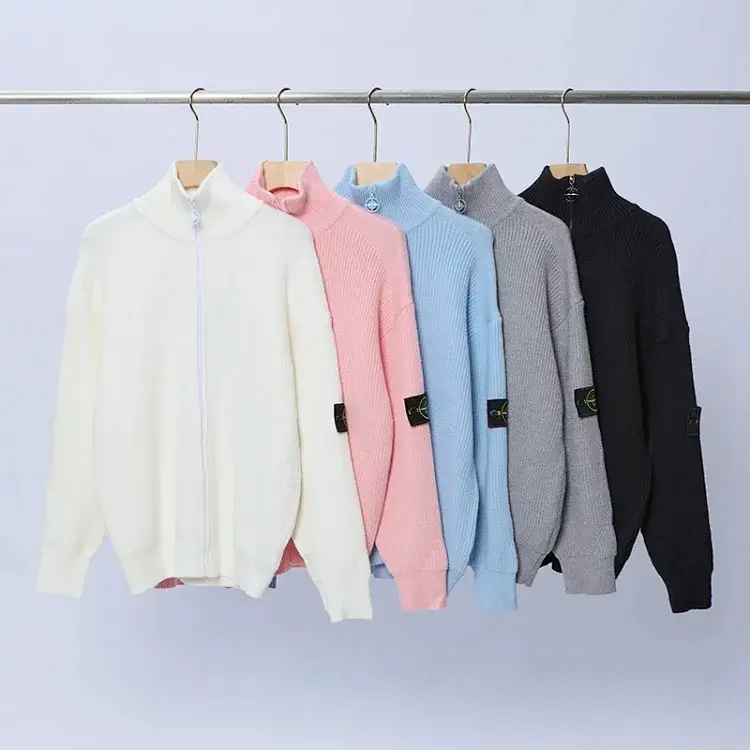 Stone Island Full-Zip Turtleneck Jersey with Badge