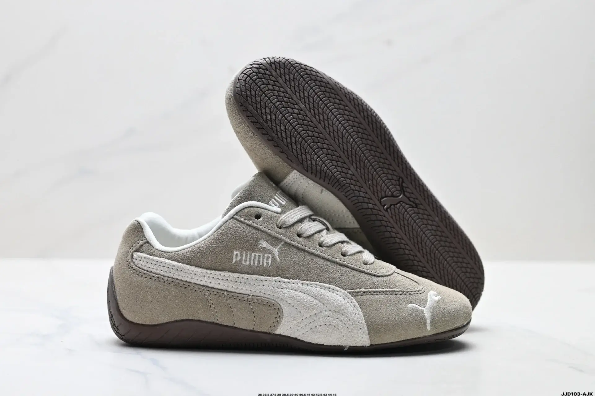 PUMA Gray Suede Sneakers with Textured Sole