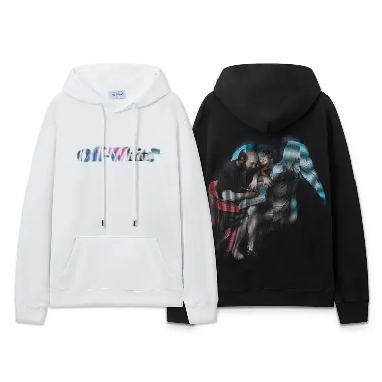 OFF-WHITE Hoodies: White Front Logo & Black Back Print