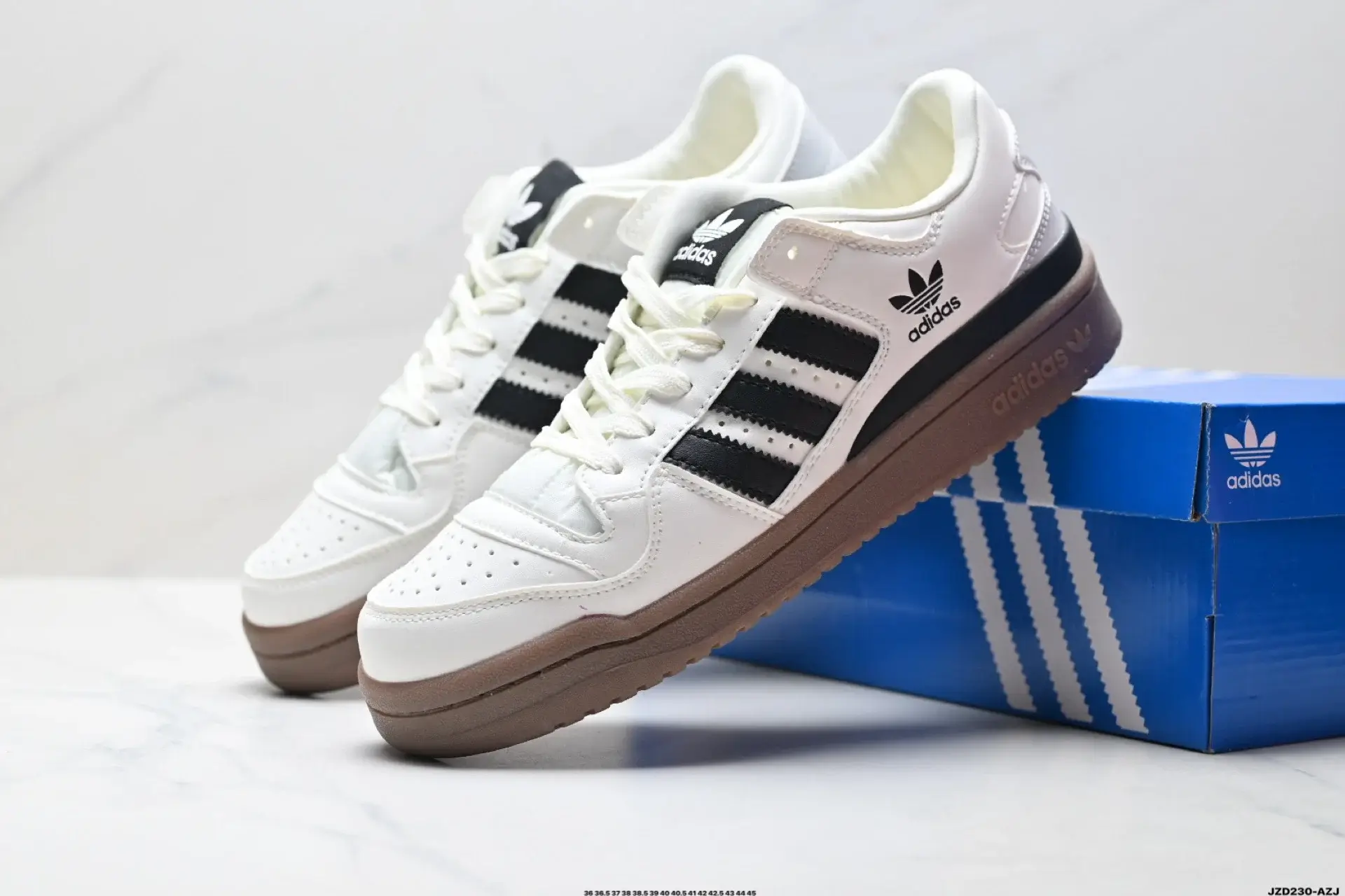 adidas White Black Stripe Brown Sole Sneakers