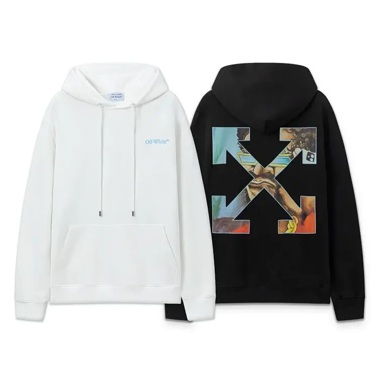 Off-White Hoodie: White Front, Black Back Arrow Print