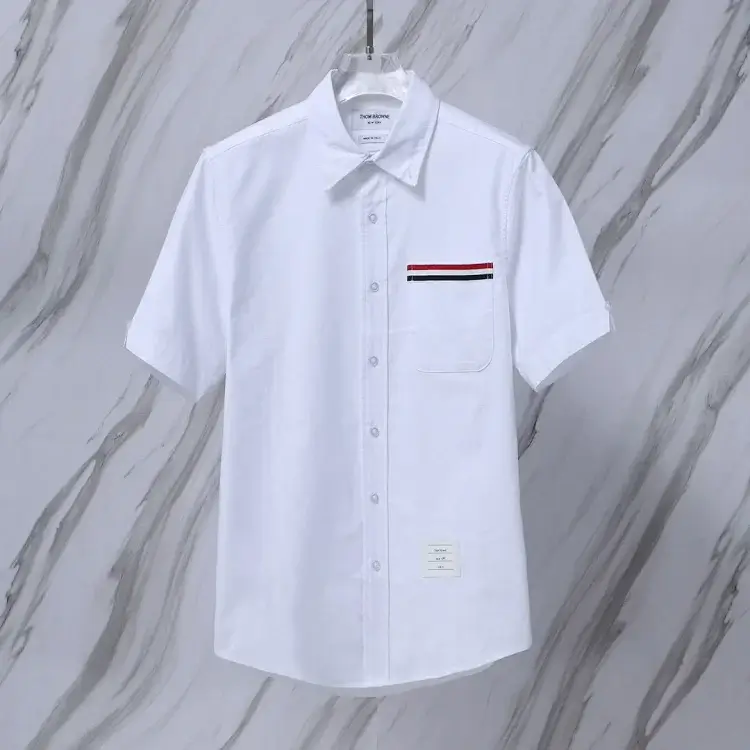THOM BROWNE Striped Short-Sleeve Shirt