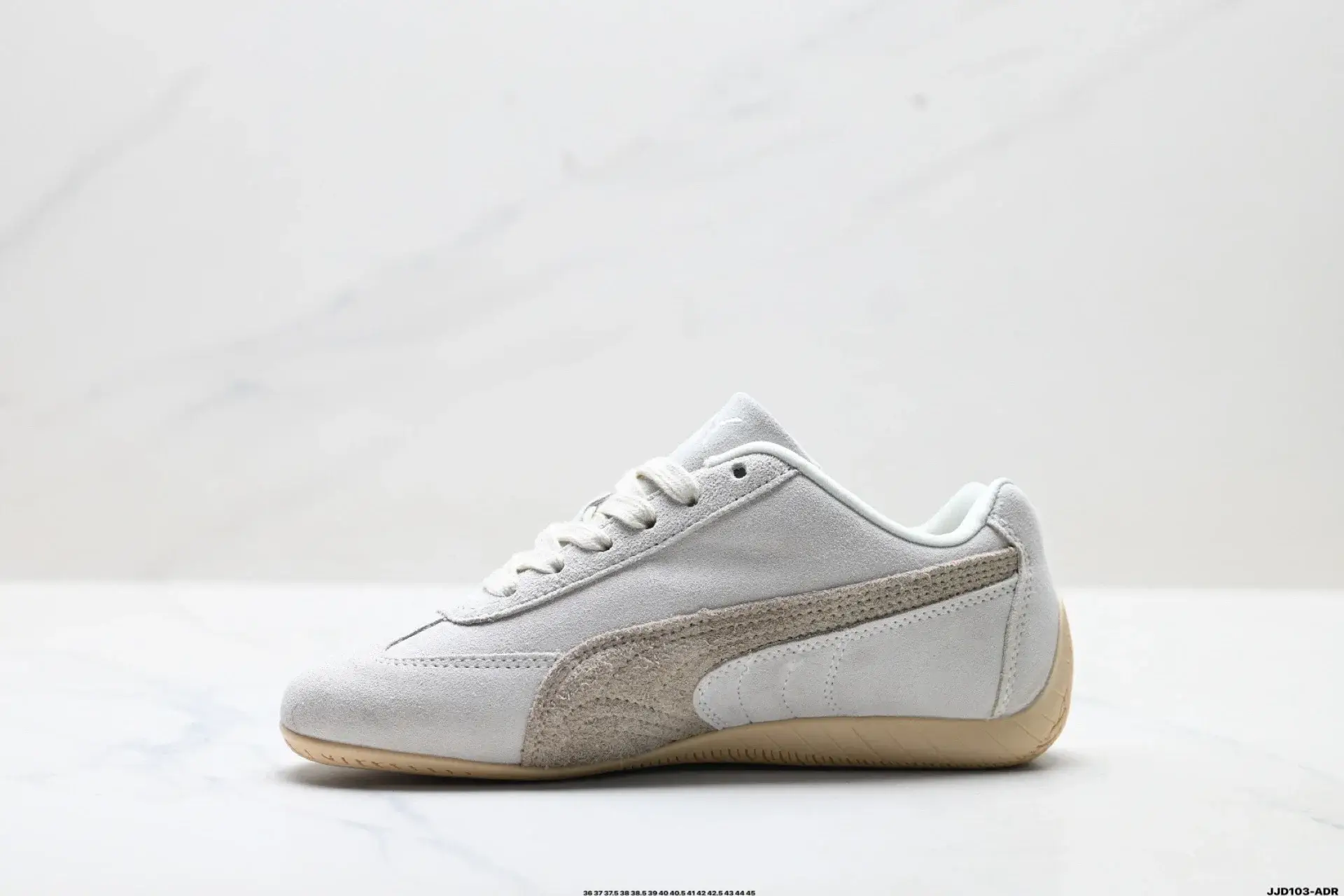 Puma White Suede Low-Top with Beige Accents