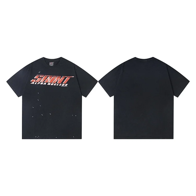 SAINT Black T-Shirt: "ALPHA NUCLEUS" Print & Distressed