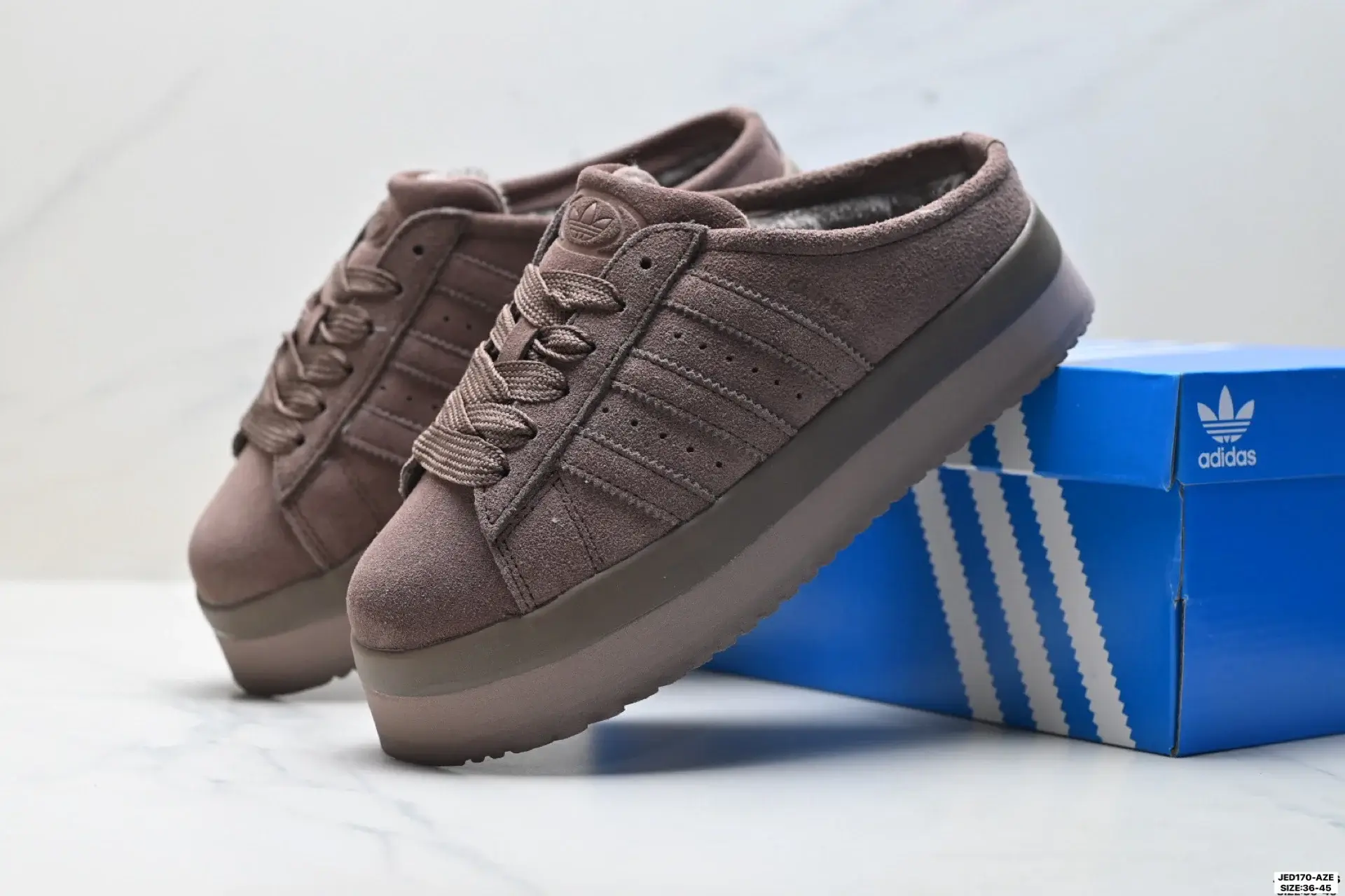 adidas Brown Suede Platform Mule Sneakers