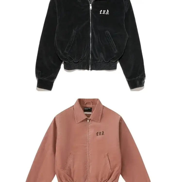 E.R.D Black & Pink Embroidered Logo Zip-Up