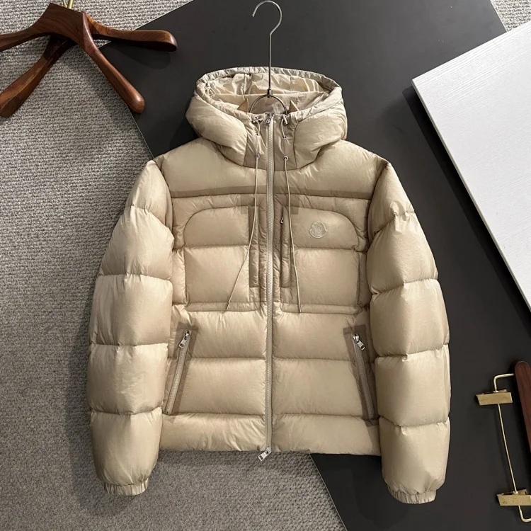 Moncler Beige Hooded Down Jacket
