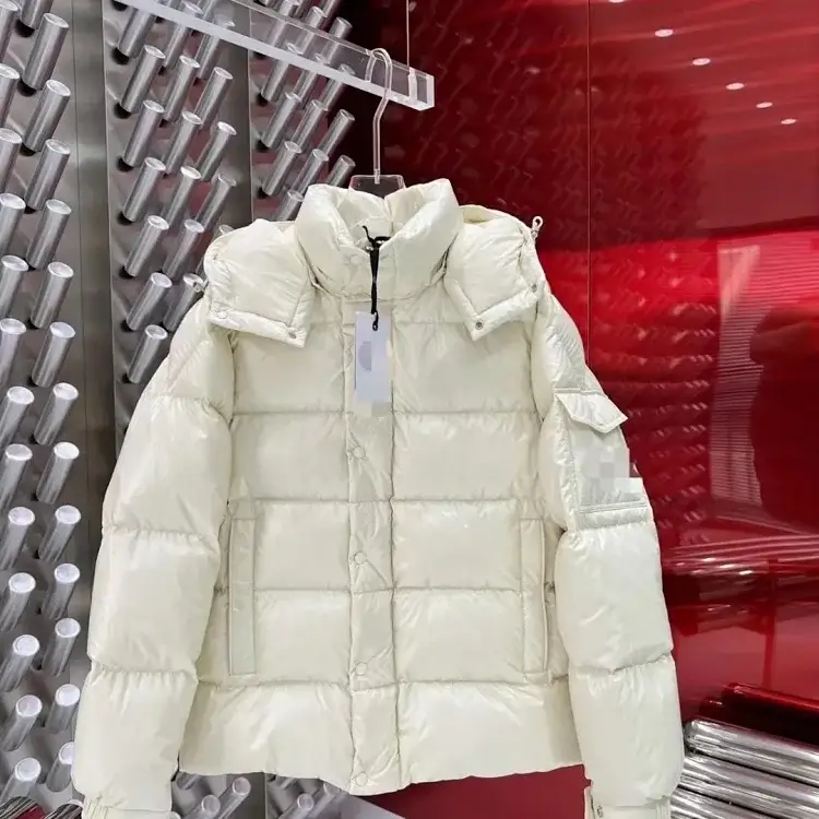 Moncler White Quilted Puffer with Detachable Hood