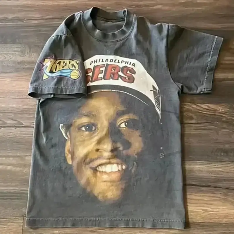 76ERS Dark Gray T-Shirt with Logo & Player Graphic