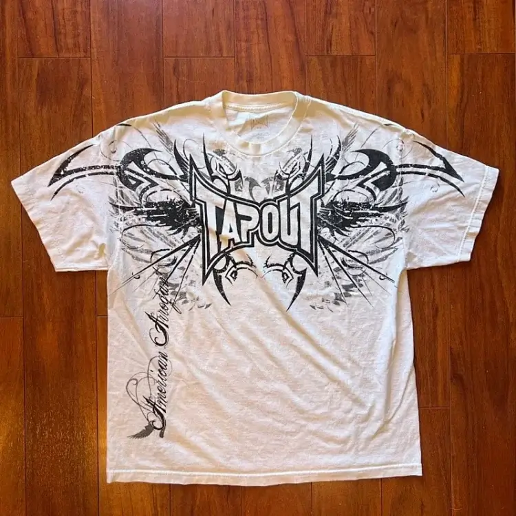 Tapout White T-Shirt with Black Wing Graphic