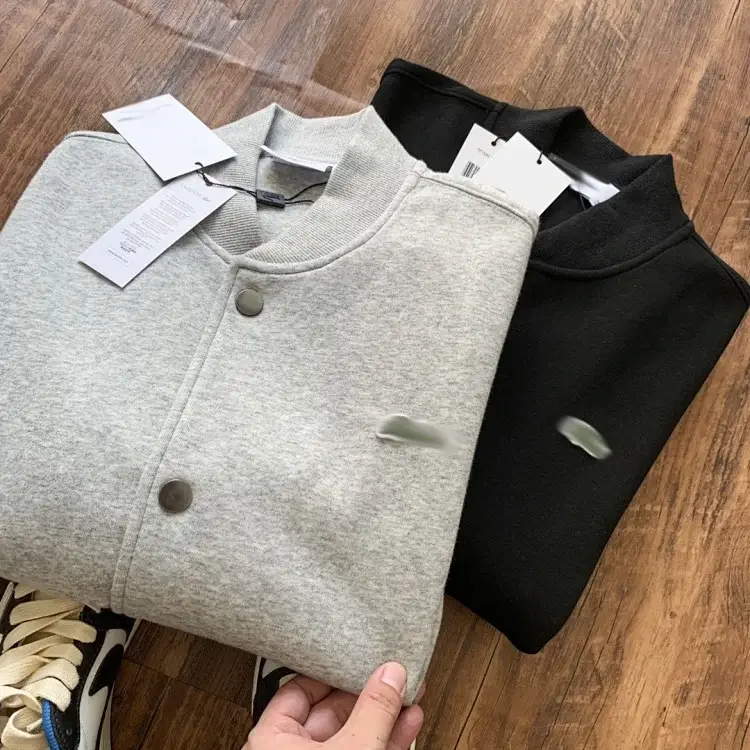 Lacoste Gray & Black Baseball Cardigan